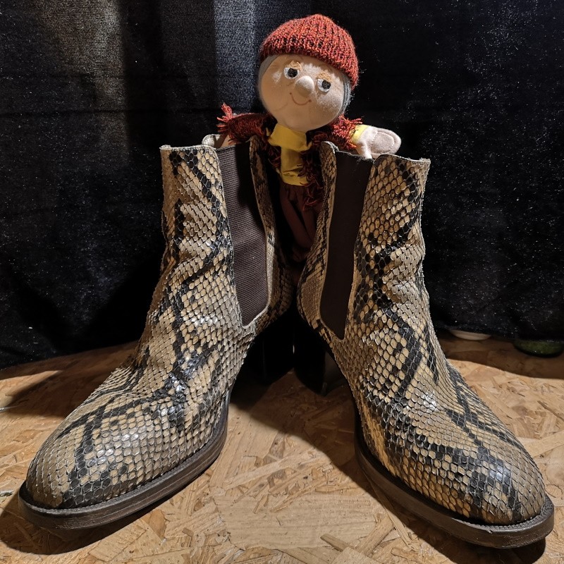 Boots Chelsea en cuir effet Python - Jean Baptiste Rautureau Boots Chelsea en cuir effet Python - Jean Baptiste Rautureau