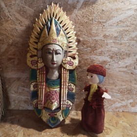 Sculpture masque en bois...