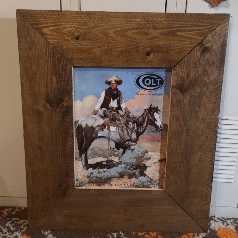 Tableau western plaque émaillée Cowboy